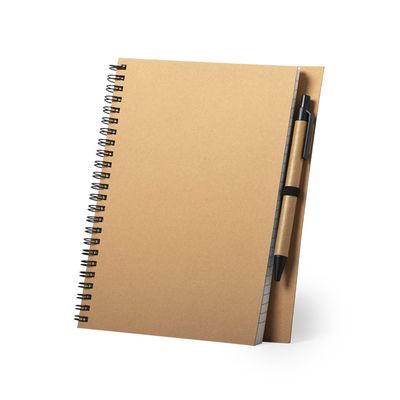 Libreta ecológica de cartón reciclado y boli a juego 17,5x21 cm
