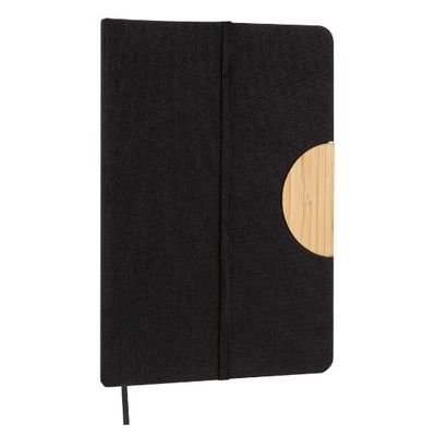 Libreta A5 con tapa RPET y soporte Negro
