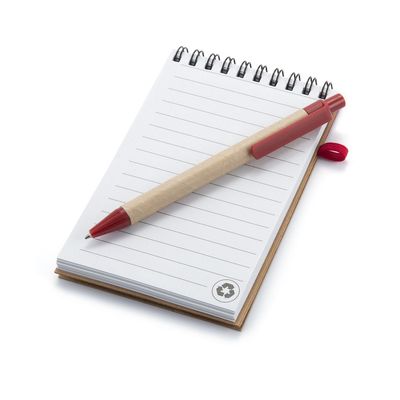 Libreta ecológica y boli de cartón reciclado 9,7x14,4 cm