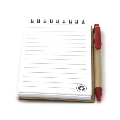 Libreta ecológica y boli de cartón reciclado 9,7x14,4 cm