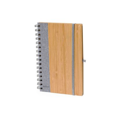 Libreta de bambú con anillas y cierre elástico