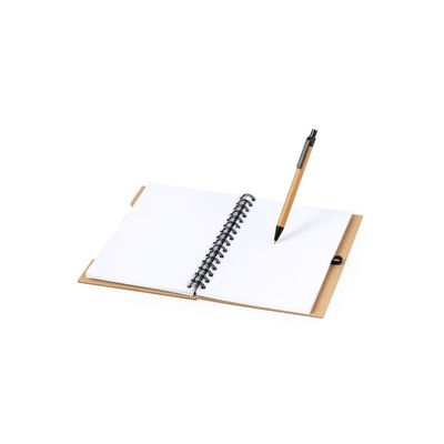 Libreta reciclada con notas adhesivas y bolígrafo