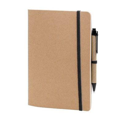 Libreta A5 Cartón 60 Hojas y Bolígrafo Negro