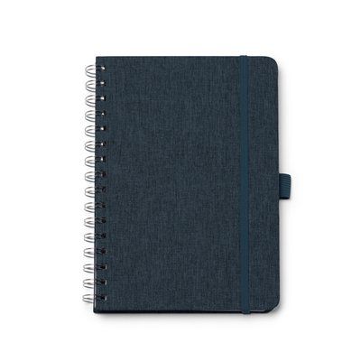 Libreta A5 de doble espiral y banda elástica Denim Vigore