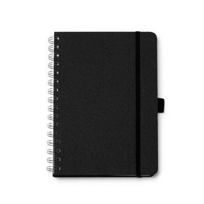 Libreta A5 de doble espiral y banda elástica Negro