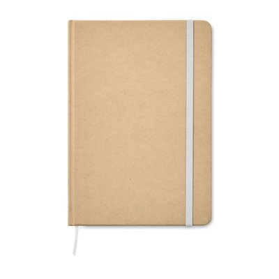 Libreta A5 Eco con Marcapáginas y Elástico de Color Blanco