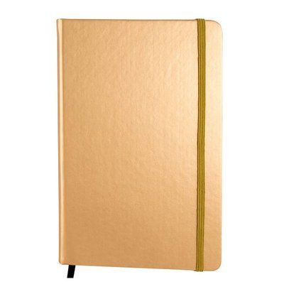 Libreta A5 Metalizada y 80H Lisas Borde Negro Dorado