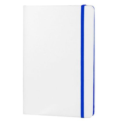 Libreta A5 PU Blanca con Goma Color Azul