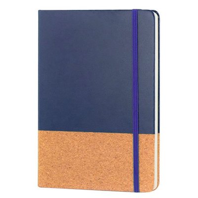 Libreta A5 PU y Corcho 96H Lisas Azul