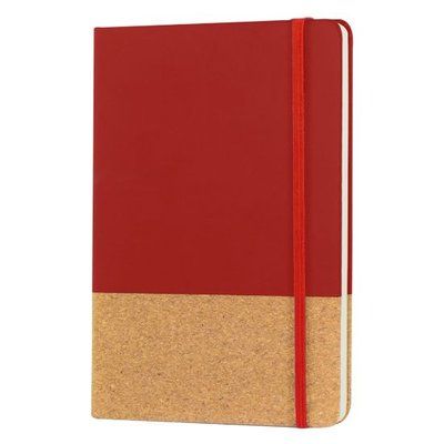 Libreta A5 PU y Corcho 96H Lisas Rojo