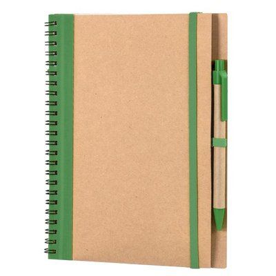 Libreta A5 Reciclada con Bolígrafo Verde Cesped