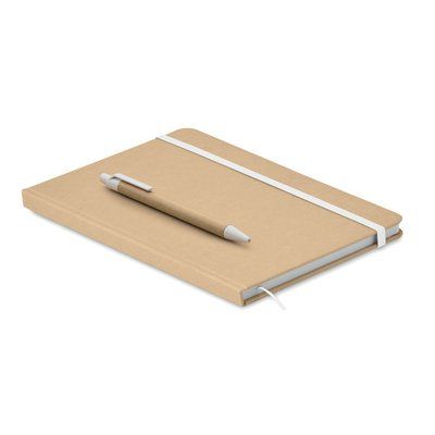 Libreta A5 tapa de cartón y bolígrafo
