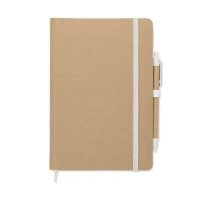Libreta A5 tapa de cartón y bolígrafo