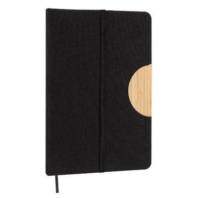 Libreta A5 con tapa RPET y soporte Negro