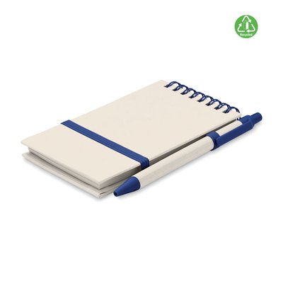 Libreta A6 Reciclada con Boli a juego Azul