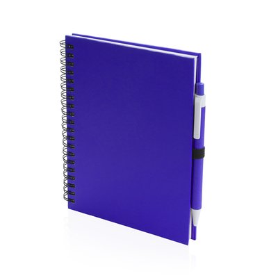 Libreta de anillas ecológica con boli de cartón reciclado 15x18,2 cm Azul