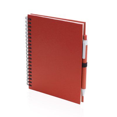 Libreta de anillas ecológica con boli de cartón reciclado 15x18,2 cm Roj