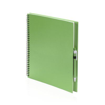 Libreta de anillas ecológica de cartón reciclado con boli a juego 23,7x29 cm Ver