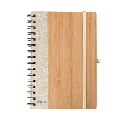 Libreta de bambú con anillas y cierre elástico Natu