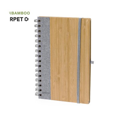 Libreta de bambú con anillas y cierre elástico