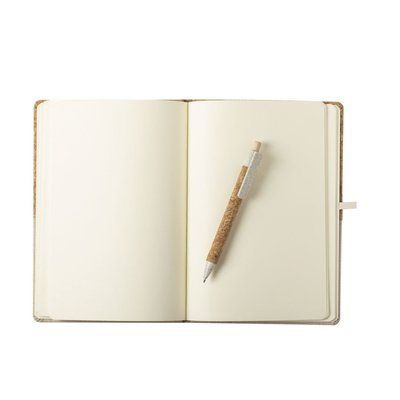 Libreta eco de algodón y corcho con bolígrafo 14,5x22 cm