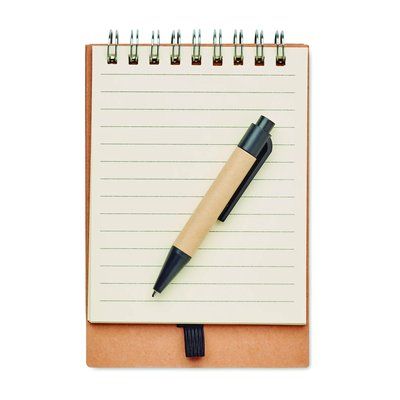 Libreta ecológica con bolígrafo y adhesivos marcadores 13 x 9 cm