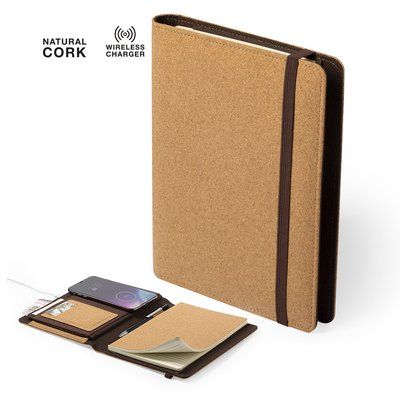 Libreta ecológica de corcho con cargador inalámbrico integrado 17,5x22,5 cm