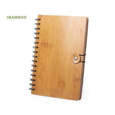 Libreta ecológica con tapas de bambú rigido y cierre elástico 17x21,5 cm