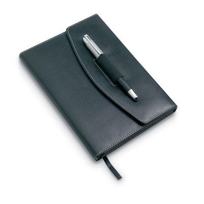 Libreta elegante con bolígrafo de metal 21 x 15 cm Negro