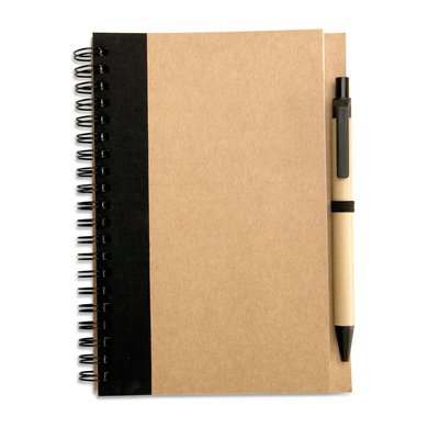 Libreta de Papel Reciclado con Boli Eco Negro