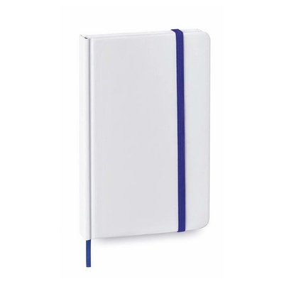 Libreta publicitaria elegante de bolsillo con tapas de cartón 9 x 14 cm Blanco / Azul