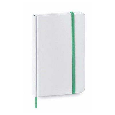 Libreta publicitaria elegante de bolsillo con tapas de cartón 9 x 14 cm Blanco / Verde