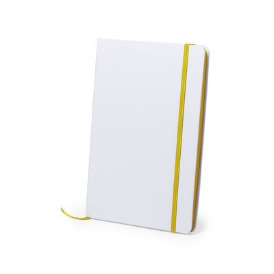 Libreta rígida blanca y cierre elástico de varios colores 14,7 x 21 cm Amarillo