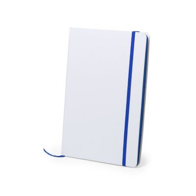 Libreta rígida blanca y cierre elástico de varios colores 14,7 x 21 cm Azul