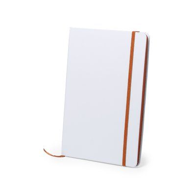 Libreta rígida blanca y cierre elástico de varios colores 14,7 x 21 cm Naranja