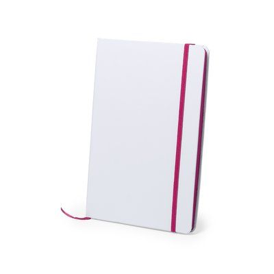 Libreta rígida blanca y cierre elástico de varios colores 14,7 x 21 cm Fucsi