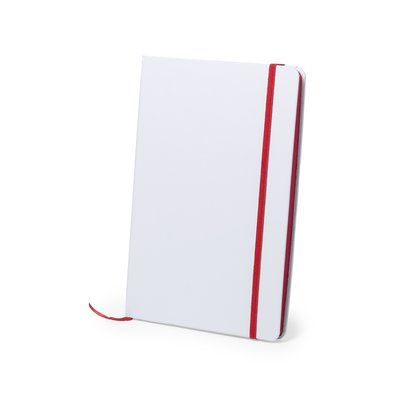 Libreta rígida blanca y cierre elástico de varios colores 14,7 x 21 cm Roj