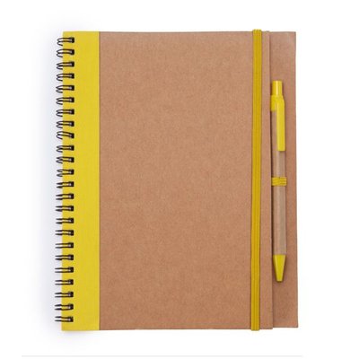 Libreta con tapa rígida, espiral y bolígrafo Amarillo Talla Única Adulto