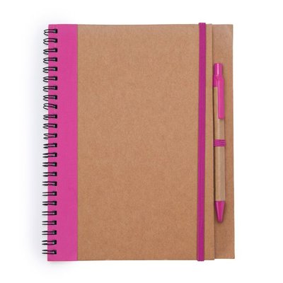 Libreta con tapa rígida, espiral y bolígrafo Fucsia Talla Única Adulto