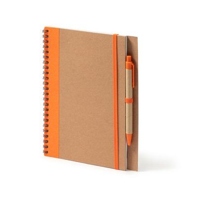 Libreta con tapa rígida, espiral y bolígrafo