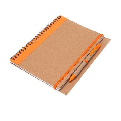 Libreta con tapa rígida, espiral y bolígrafo