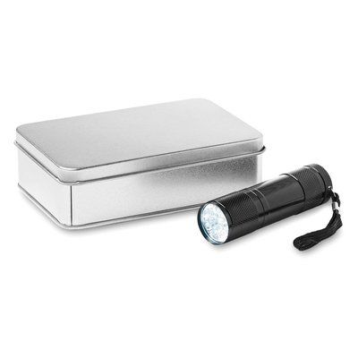 Linterna led aluminio en caja de metal