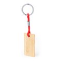 Llavero de bambú con cordón de colores Roj