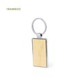 Llavero de bambú y metal cromado rectangular