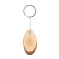 Llavero de madera natural con anilla metálica Ovalado