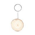 Llavero de madera natural con anilla metálica REDONDO Talla Única Adulto