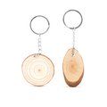 Llavero de madera natural con anilla metálica