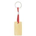 Llavero rectangular de bambú con cordón Ro