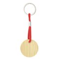 Llavero redondo bambú con cordón de color Ro