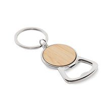 Llavero aluminio reciclado abrebotellas Madera